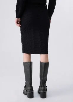 Gonna midi in maglia jacquard