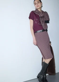 Gonna midi in maglia jacquard