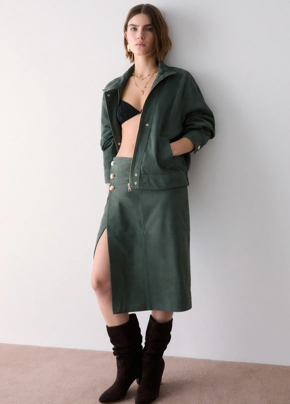 Gonna midi in suede