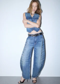 Jeans balloon con micro-strass
