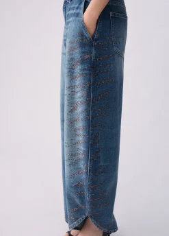 Jeans balloon con micro-strass