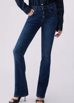 Jeans bootcut con bottoni gioiello