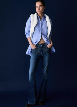 Jeans bootcut con strass