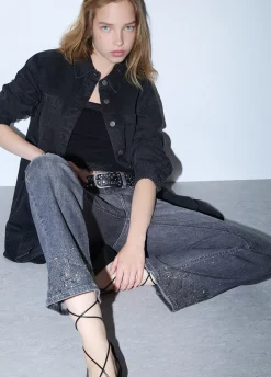 Jeans bootcut con strass