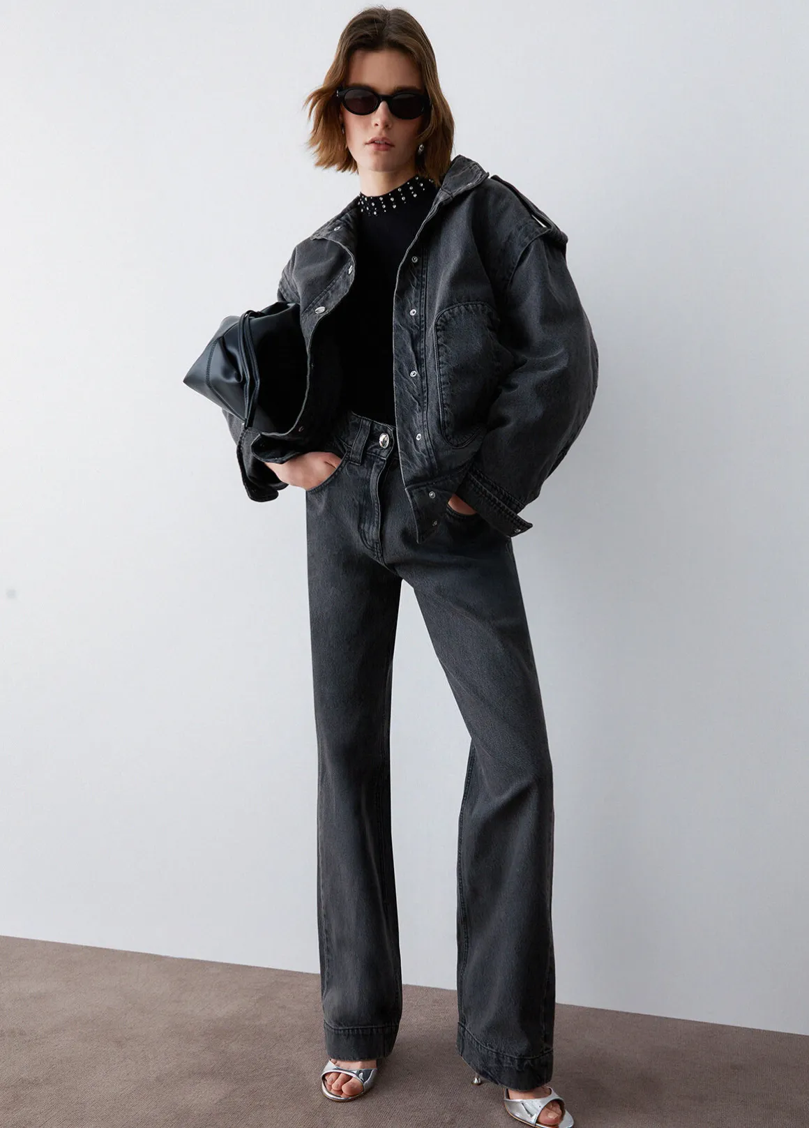 Jeans flare a vita alta