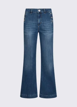 Jeans flare a vita alta con bottoni
