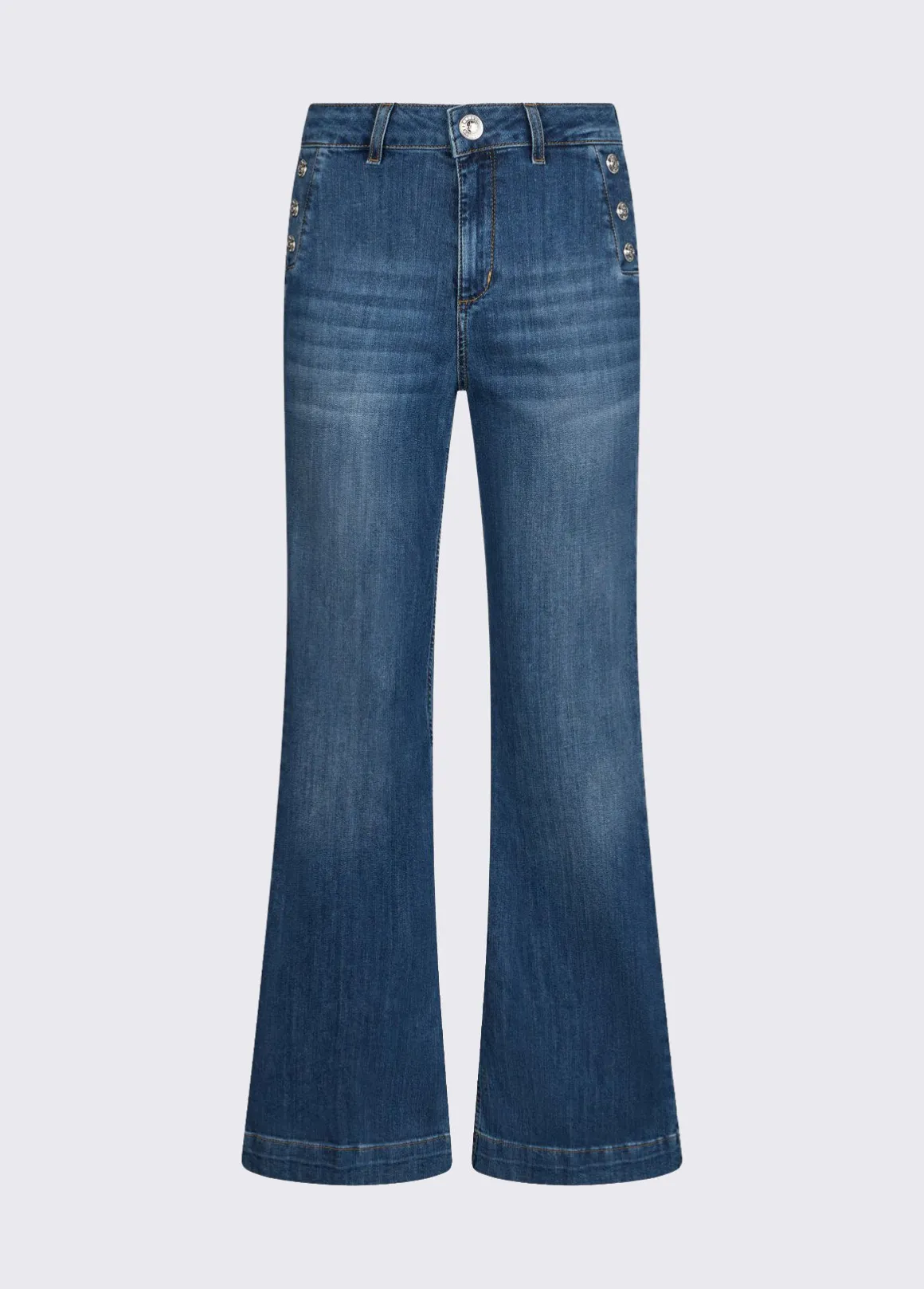Jeans flare a vita alta con bottoni