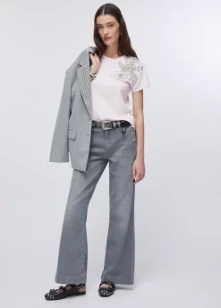 Jeans flare a vita alta con bottoni