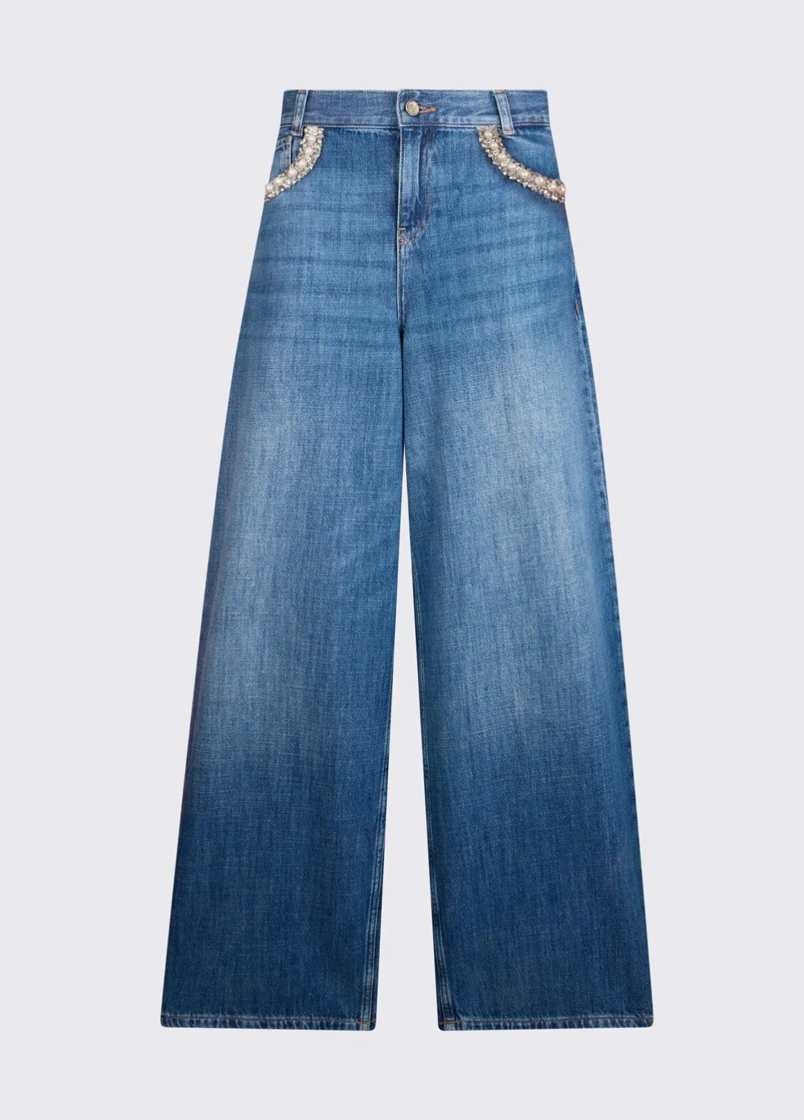 Jeans flare con applicazioni gioiello