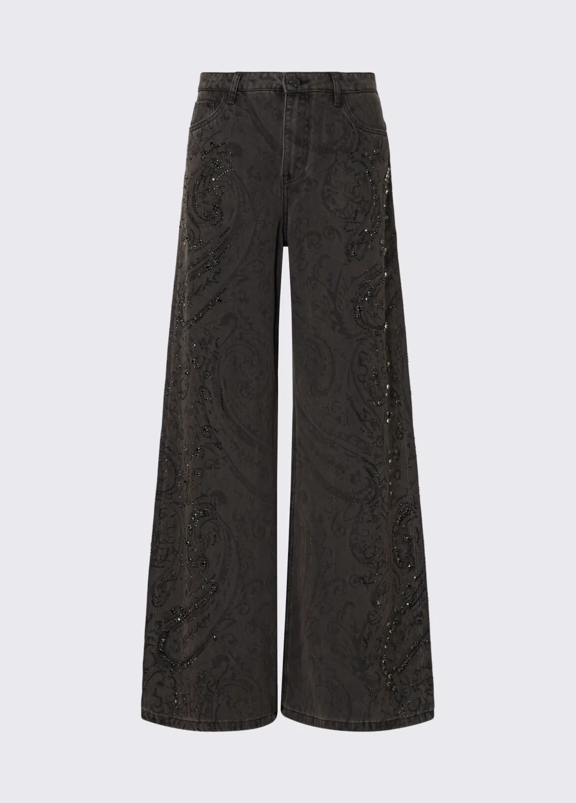 Jeans flare con castoni gioiello