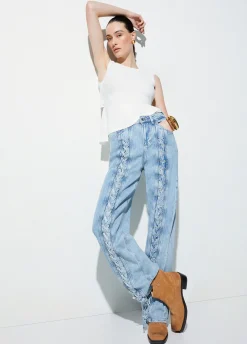 Jeans flare con intreccio