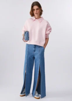 Jeans flare con spacchetti