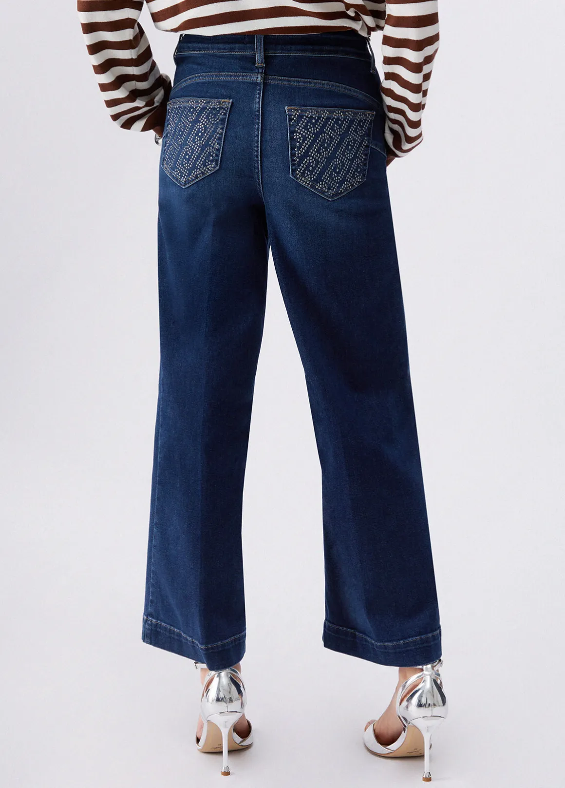 Jeans flare con strass