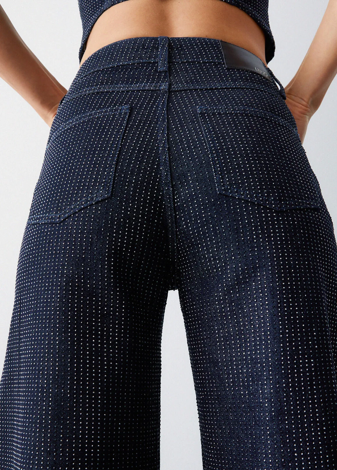 Jeans palazzo full-strass