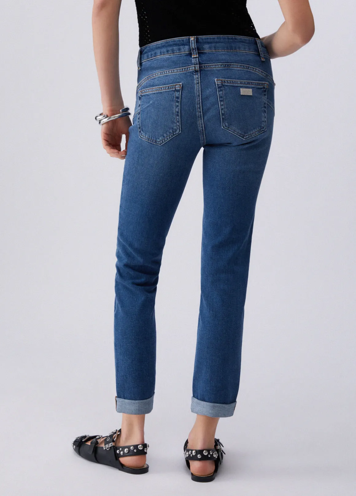 Jeans skinny con ricami gioiello