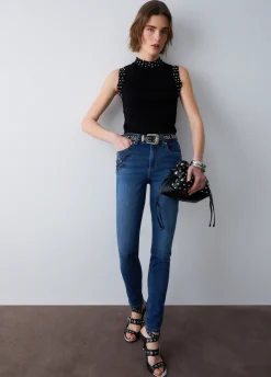 Jeans skinny con ricamo