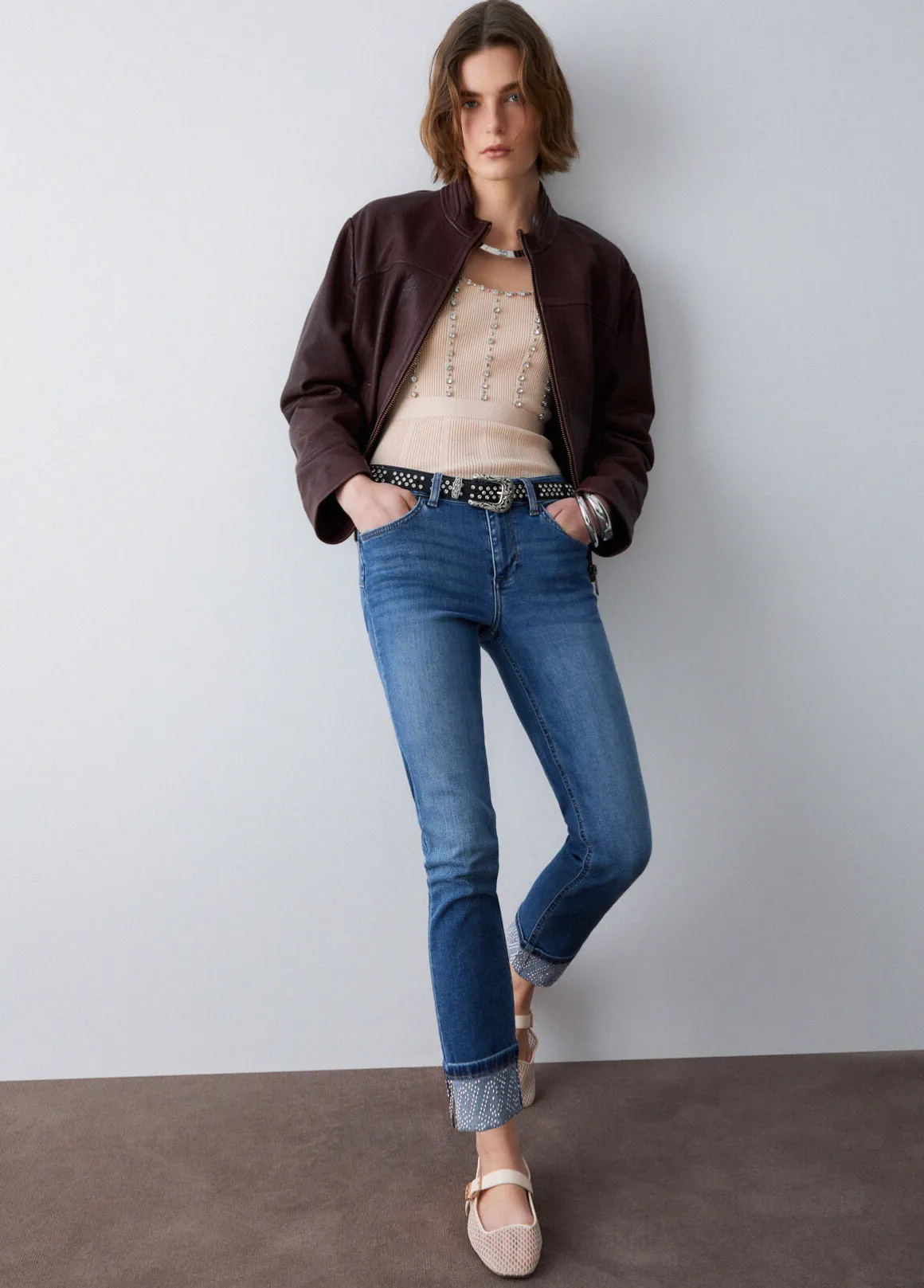Jeans skinny con strass