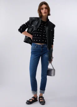 Jeans skinny con strass