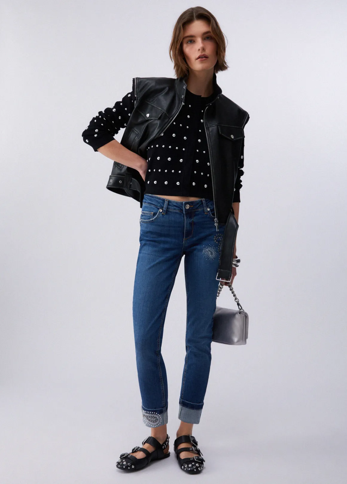 Jeans skinny con strass