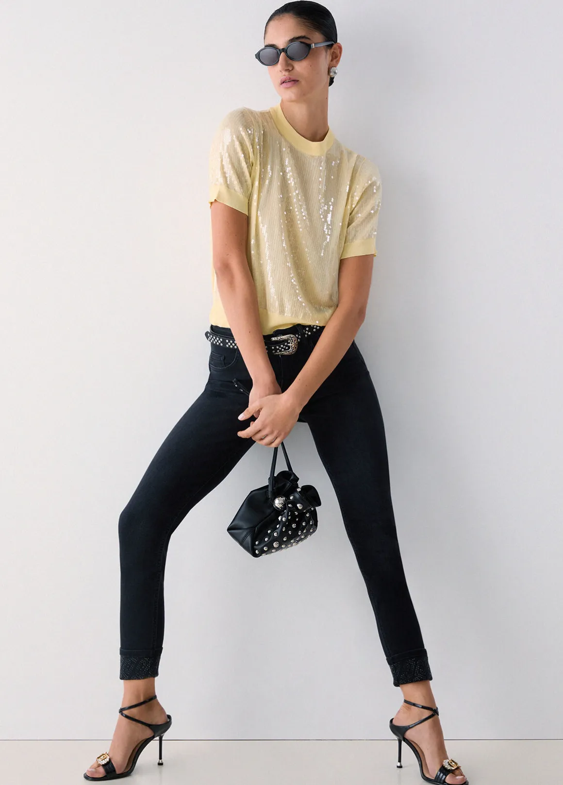 Jeans skinny con strass