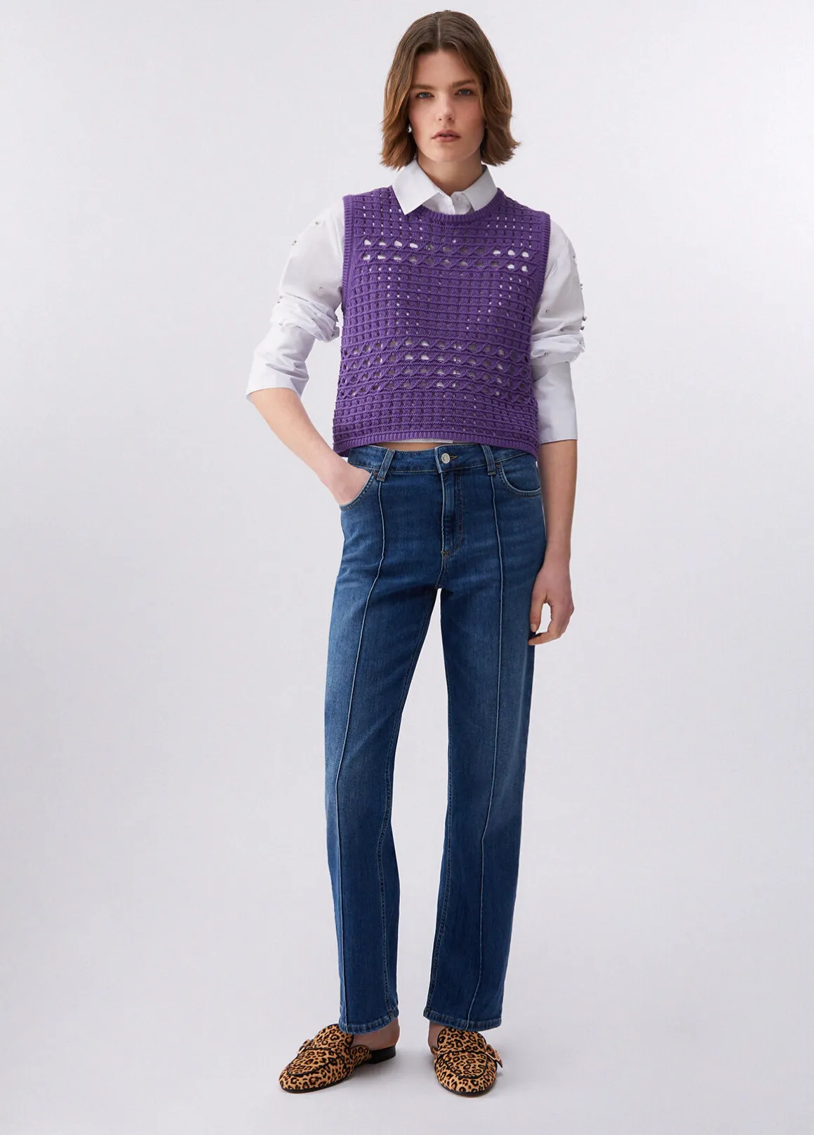 Jeans straight a vita alta