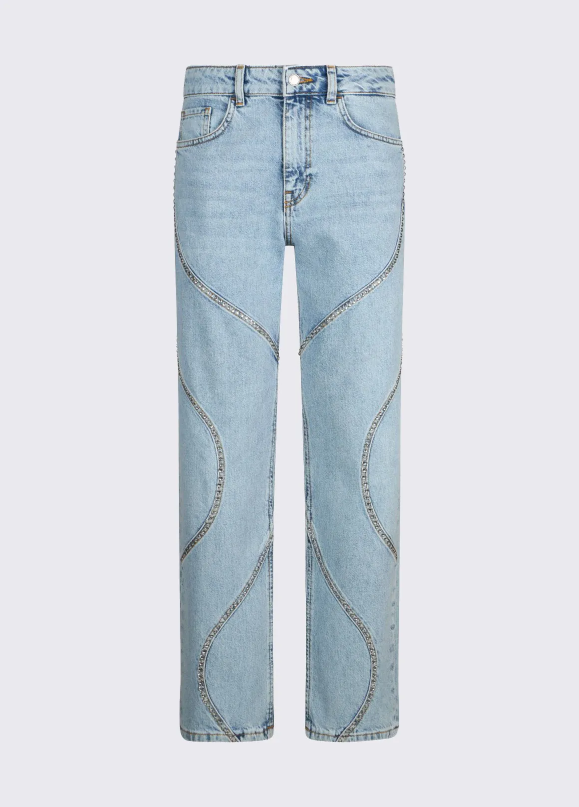 Jeans straight con ricami gioiello