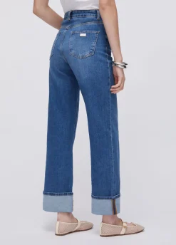 Jeans straight con risvolto