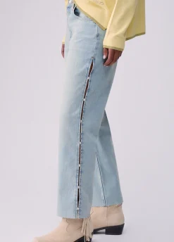 Jeans straight con strass