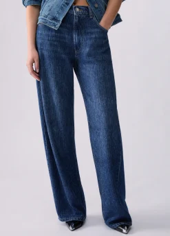 Jeans straight con strass