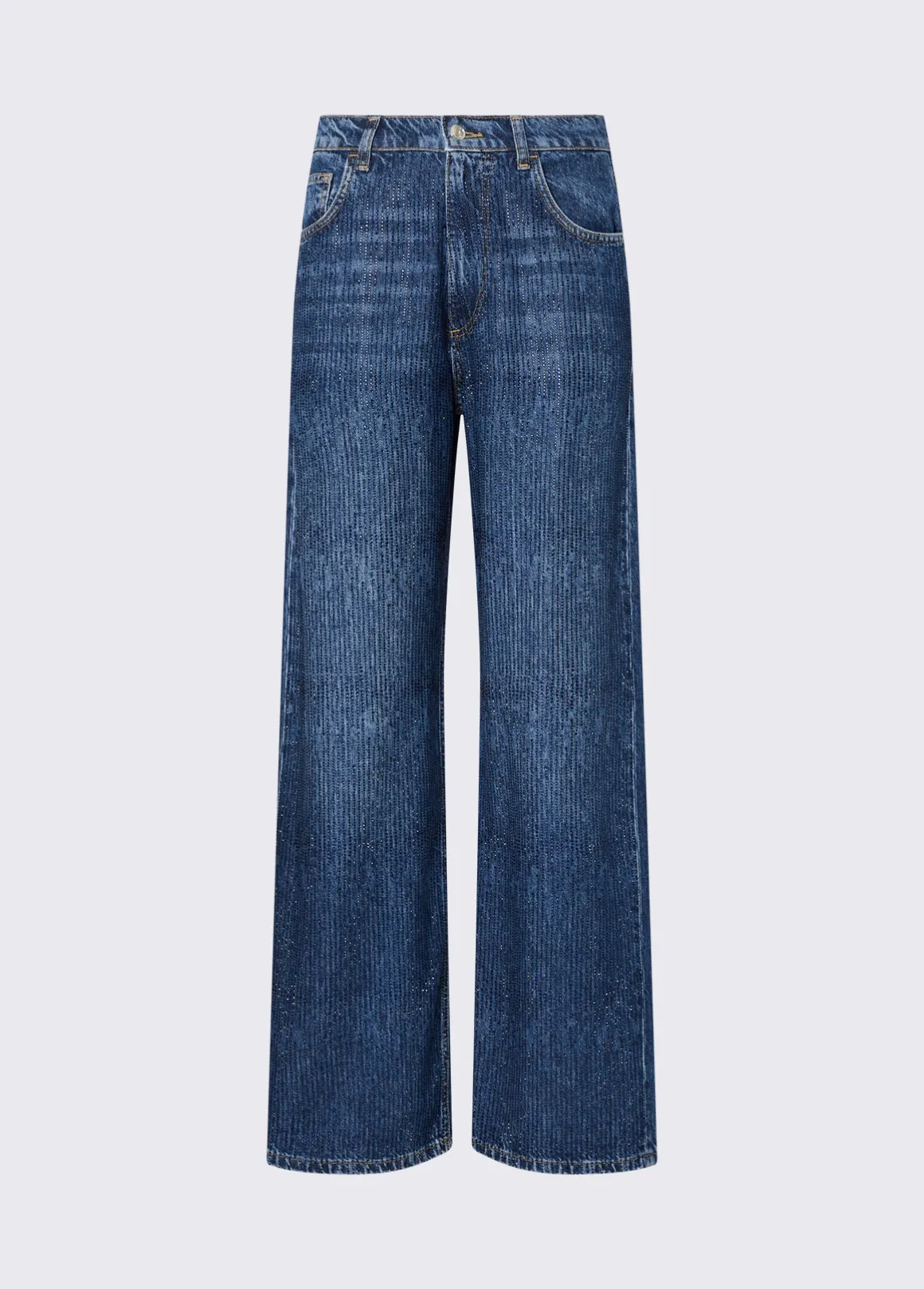 Jeans straight con strass