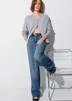 Jeans straight con strass