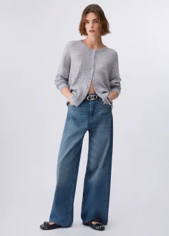 Jeans straight con strass