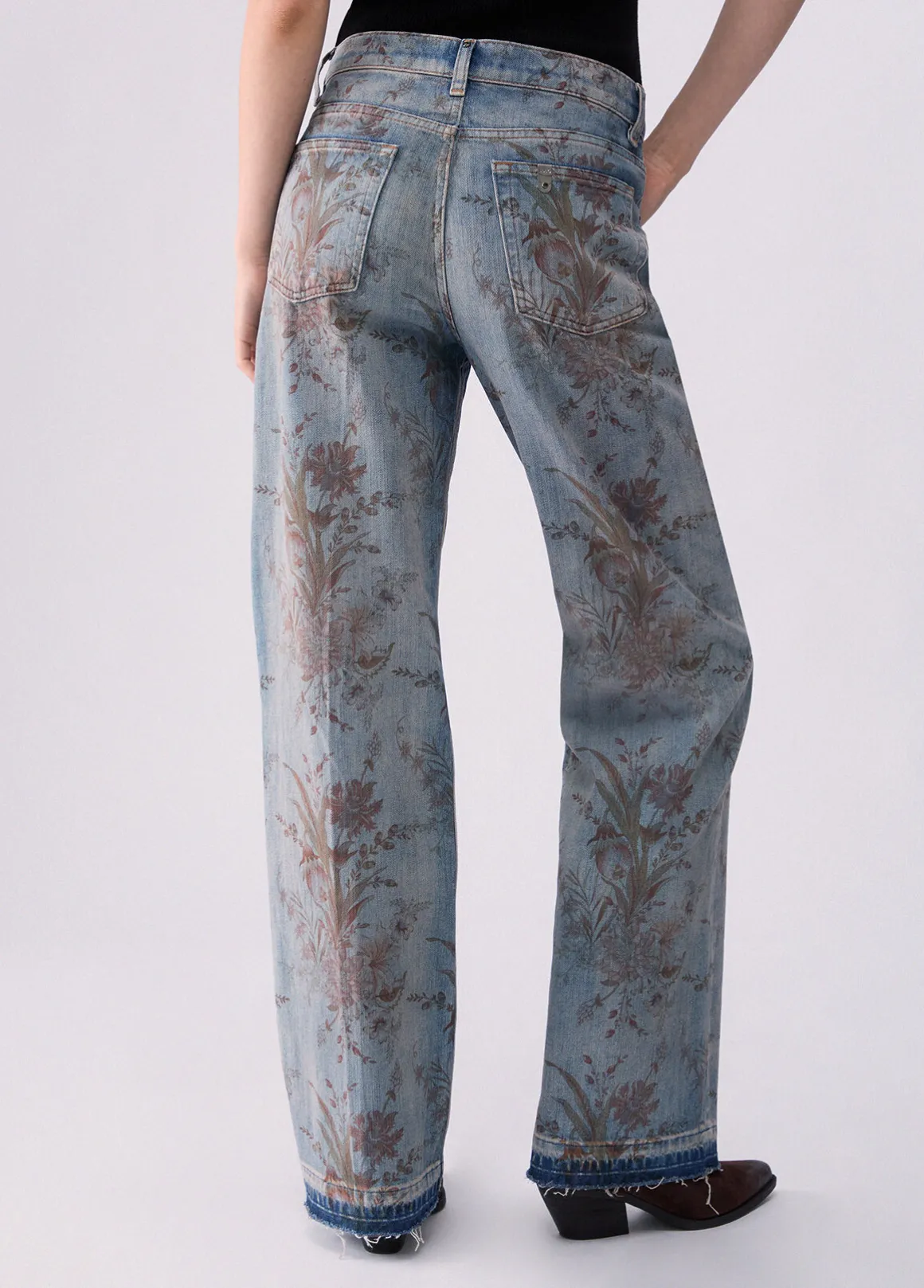 Jeans vita alta con stampa
