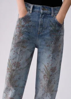 Jeans vita alta con stampa