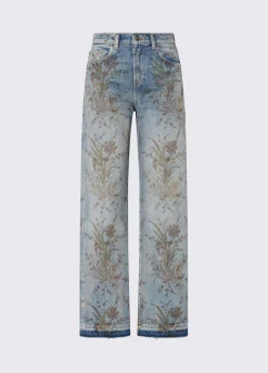 Jeans vita alta con stampa