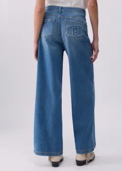 Jeans wide-leg con maxi logo