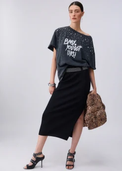 Longuette in maglia con borchie