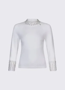 Maglia con cut-out e ricami gioiello