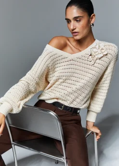 Maglia con ricamo traforata