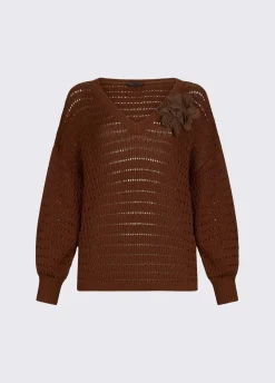 Maglia con ricamo traforata