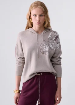 Maglia jacquard con cappuccio
