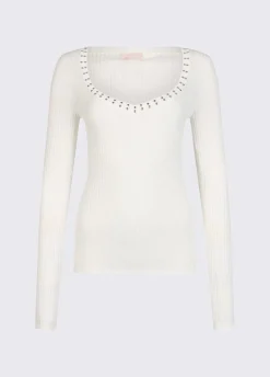 Maglia scollo a V con borchie