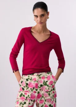 Maglia scollo a V con spacchetti