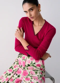 Maglia scollo a V con spacchetti