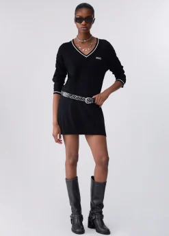 Maxi maglia con inserto in georgette