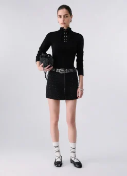 Minigonna in bouclé con zip