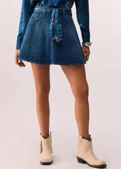 Minigonna in denim con foulard