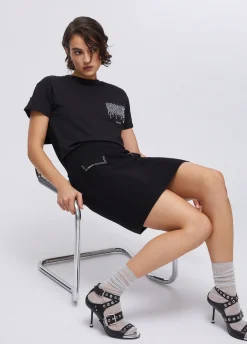 Minigonna in maglia con perline