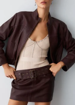 Minigonna in pelle con cintura