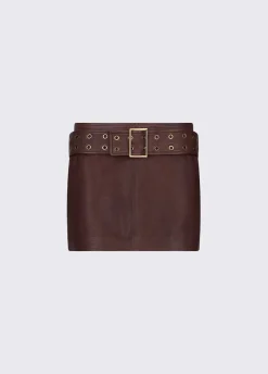 Minigonna in pelle con cintura
